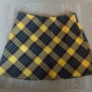Zara yellow plaid mini skirt